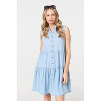 Izabel London Sleeveless Tiered Shirt Mini Dress women's Dress in Blue