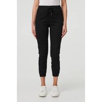 Izabel London High Waist Slim Fit Cropped Cargo Pants women's Trousers in Black