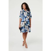 Izabel London Floral Oversized Knee Length Shirt Dress women's Dress in Marine