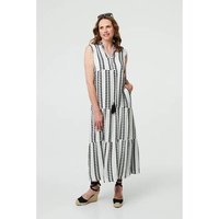 Izabel London Geo Print Sleeveless Tiered Maxi Dress women's Long Dress in Black