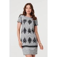 Izabel London Printed Cap Sleeve Slim Short Dress women's Dress in Grey