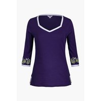 Enorsia Sweetheart Neck Embroidered Long Sleeves Tops women's Blouse in Purple