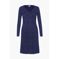 Enorsia Slim Fit V-Neck Dot Printed Dress women's Long Dress in Blue