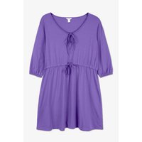Enorsia Purple Drawstring Waist Jersey Dress women's Dress in Purple