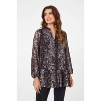 Izabel London Printed Long Sleeve Frilled Tunic Shirt women's Tunic dress in Black