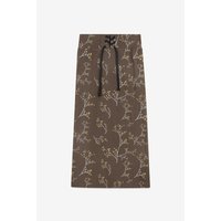 Enorsia High Waist Lace Up A-Line Midi Skirt women's Midi Skirts in Brown