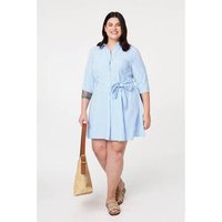 Izabel London Curve Striped Knee Length Shirt Dress women's Dress in Blue