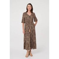 Izabel London Animal Print Flare Sleeve Maxi Dress women's Long Dress in Beige