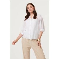 Izabel London Collarless Button Back Sleeve Blouse women's Blouse in Green