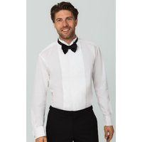 % Cotton Wing Collar Pleated Front Slim Fit Dress Shirt