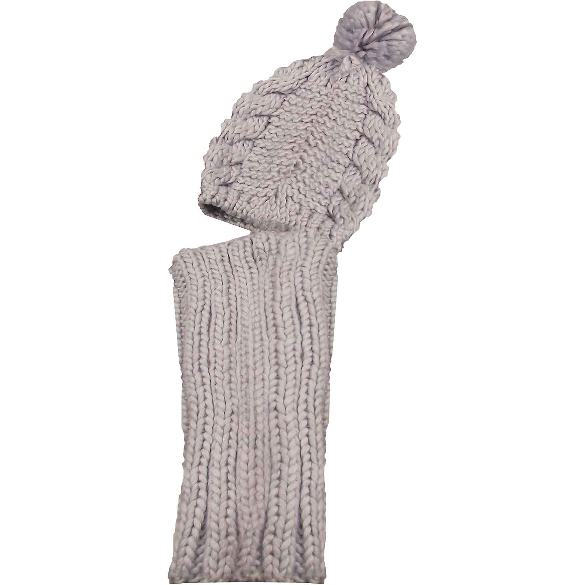 Women's Thermal Beanie Hat with Cable Knit Design and Pom Pom -In- Snood Scarf Winter Accessory in Cream Pink Black Grey Sock Stack