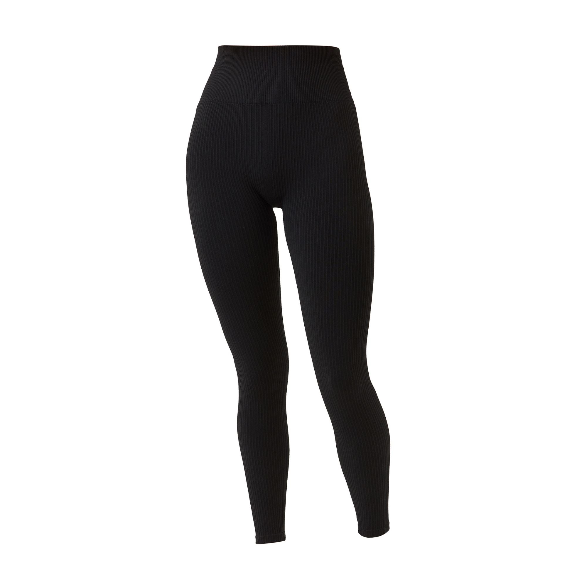 Ladies Ribbed Sports Leggings for All Sports - S Black