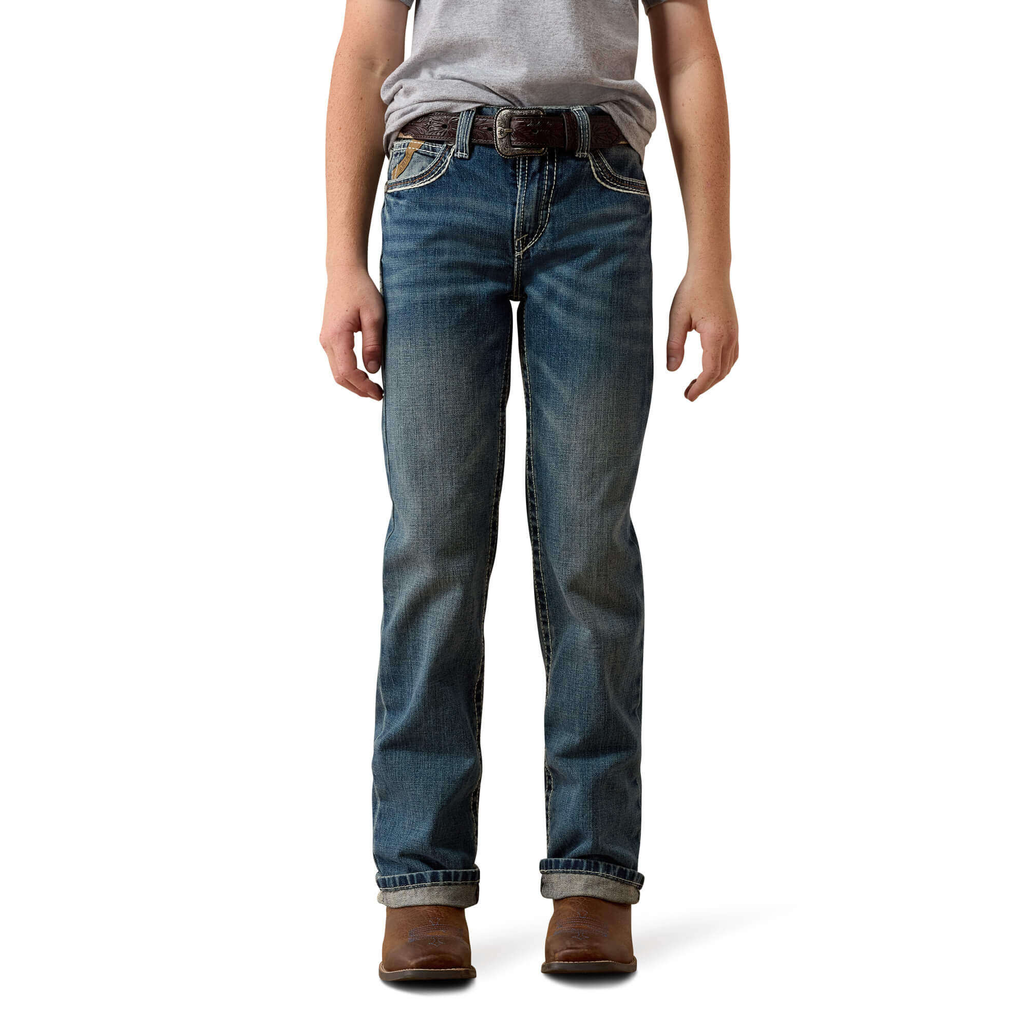 Kid's B Relaxed Coltrane Boot Cut Jeans in Durango Cotton, Size , by Ariat