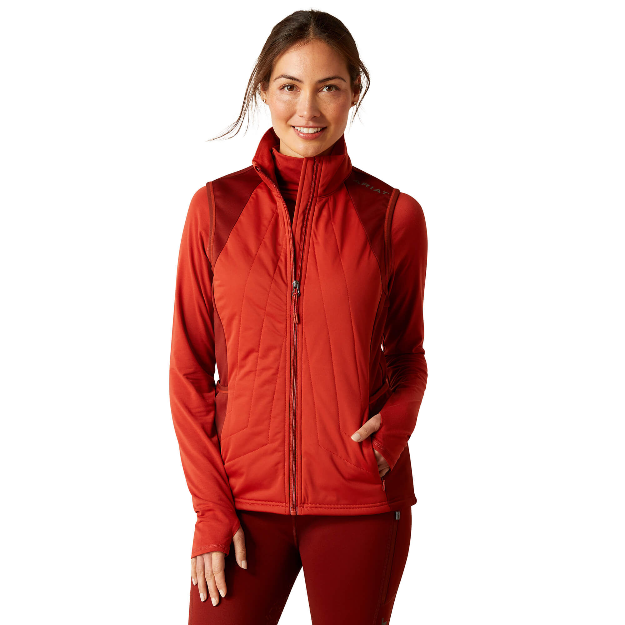 Women's Venture Full Zip Gilet Top in Red Ochre, Size Large, by Ariat