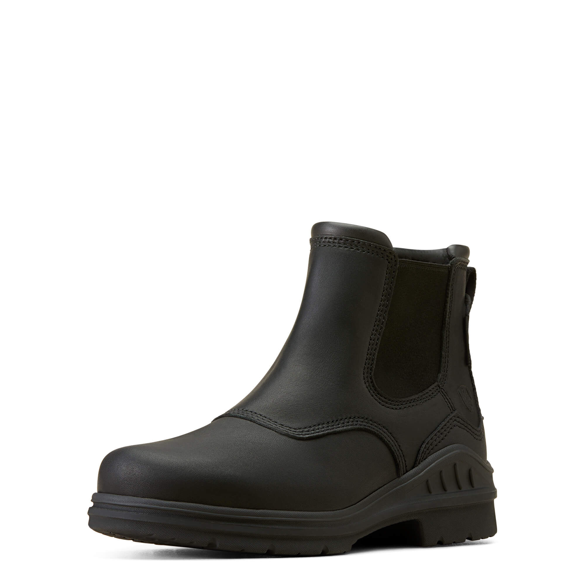 Women's Barnyard Waterproof Chelsea Boots in Black Leather, B Medium Width, Size , by Ariat