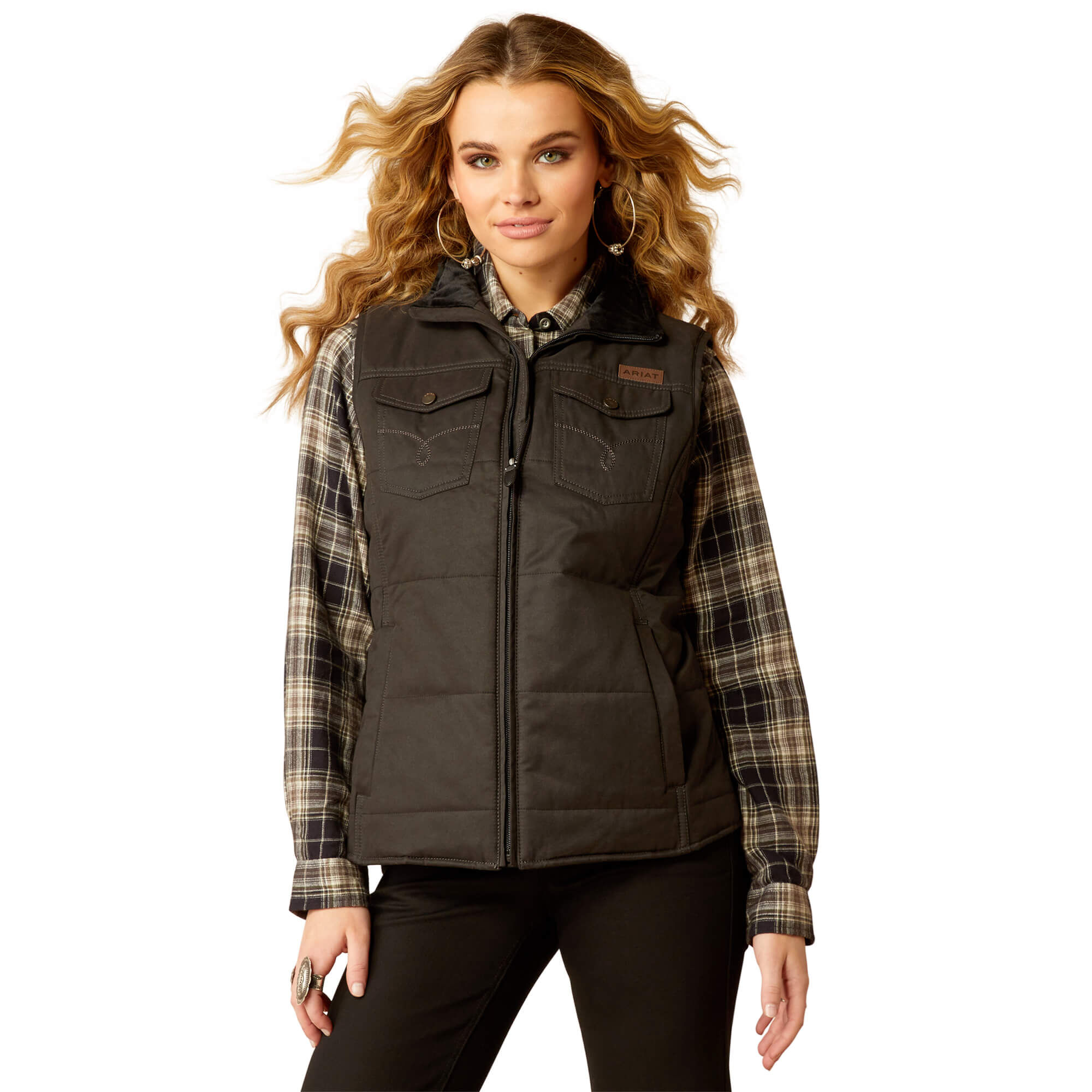 Women's Grizzly Quilted Gilet in Black, Size X-Small, by Ariat
