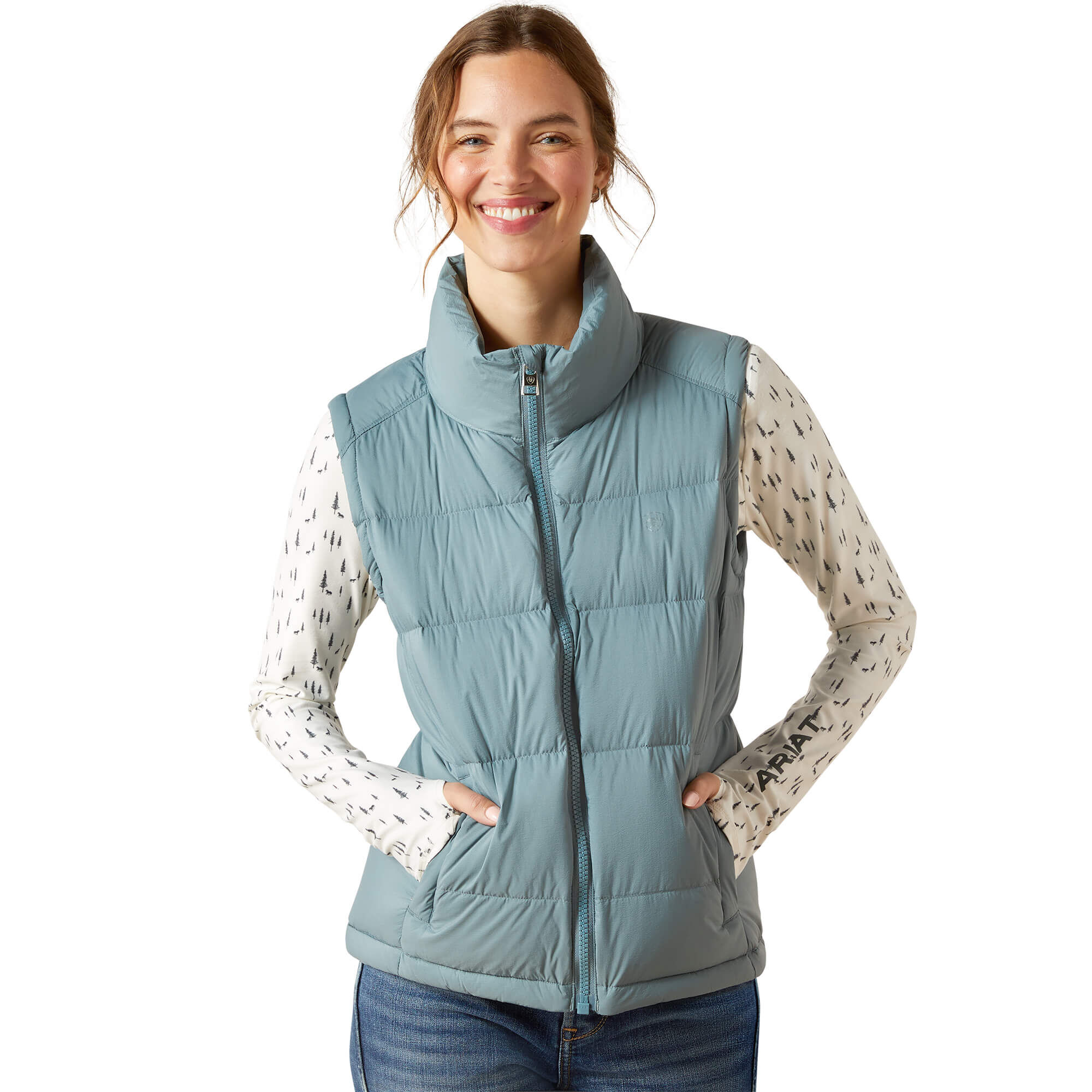 Women's UltraPuff Insulated Down Gilet in Steel Sage, Size X-Small, by Ariat