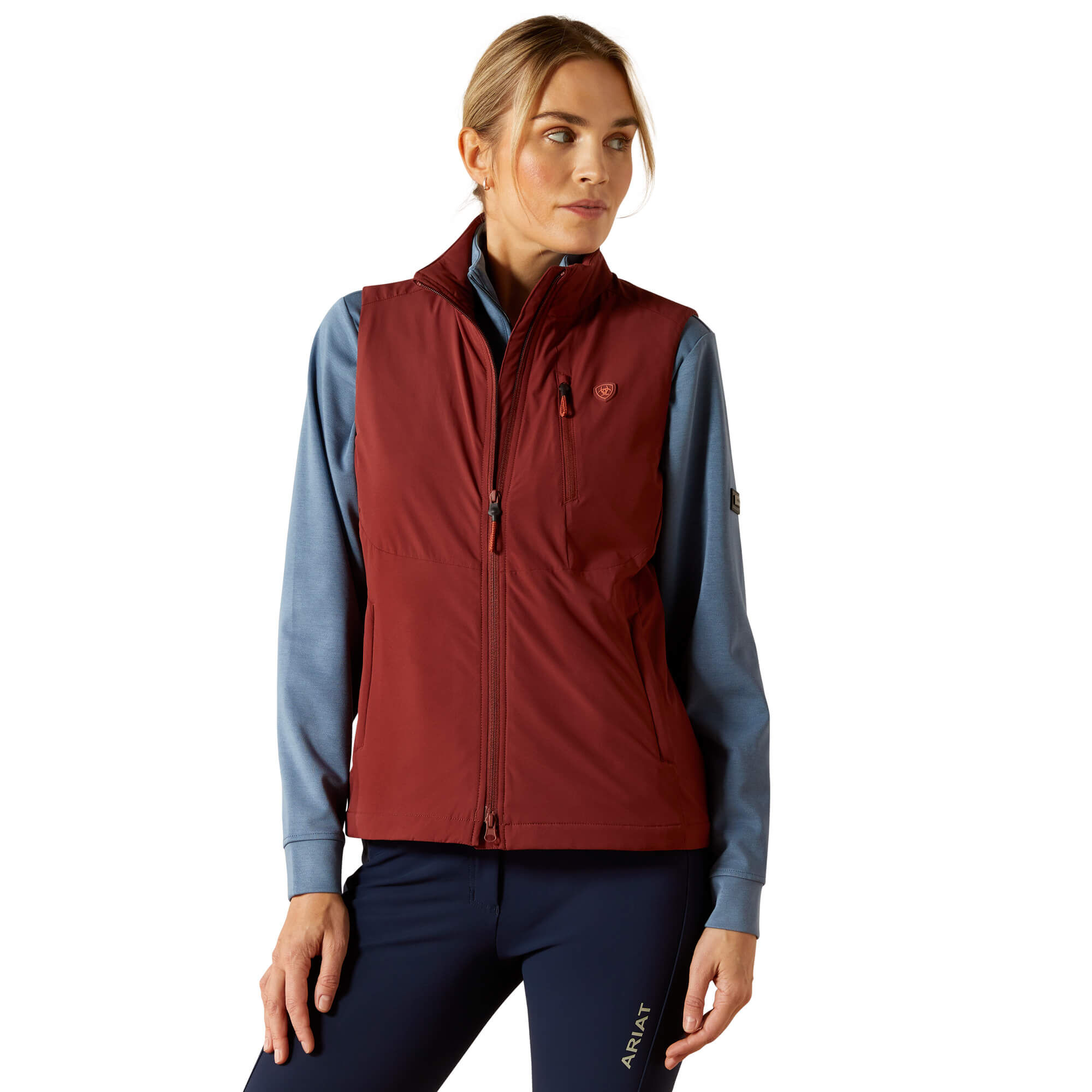 Women's Rion StretchShell Insulated Gilet Long Sleeve in Madder Brown, Size X-Large, by Ariat