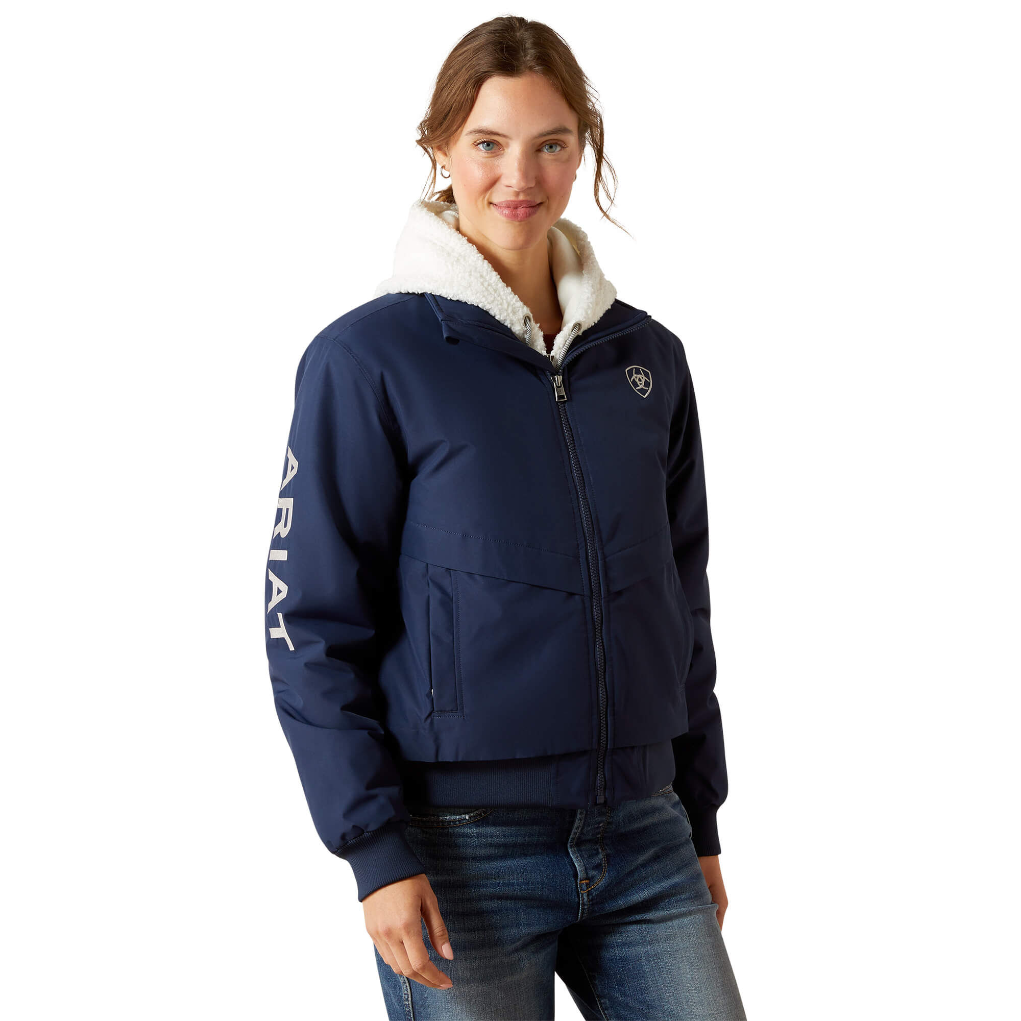 Women's Stable . Insulated Jacket Long Sleeve in Navy, Size Medium, by Ariat