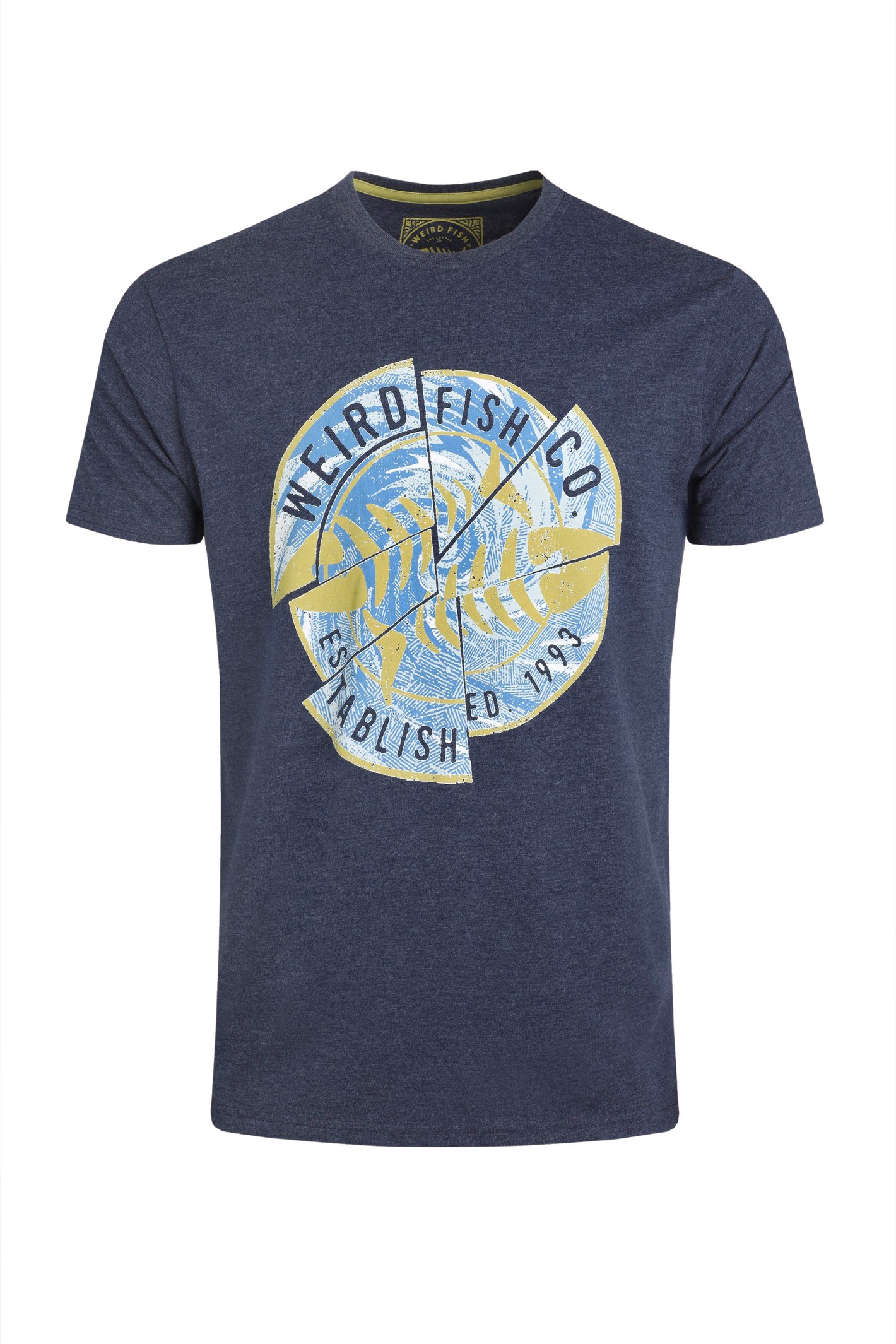 Weird Fish Vortex Front Print Graphic Shirt Dark Blue Size