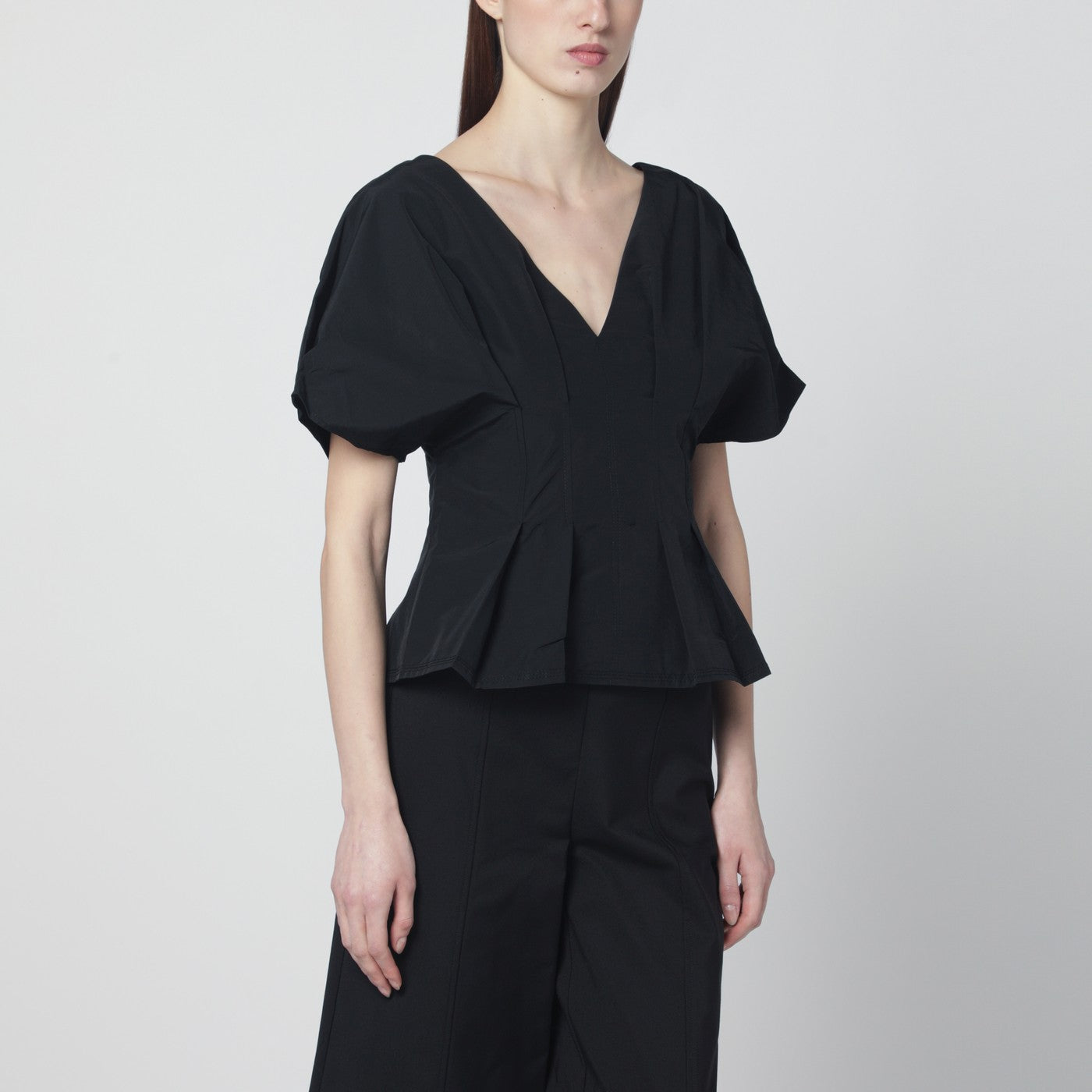 Rozen black cotton faille top