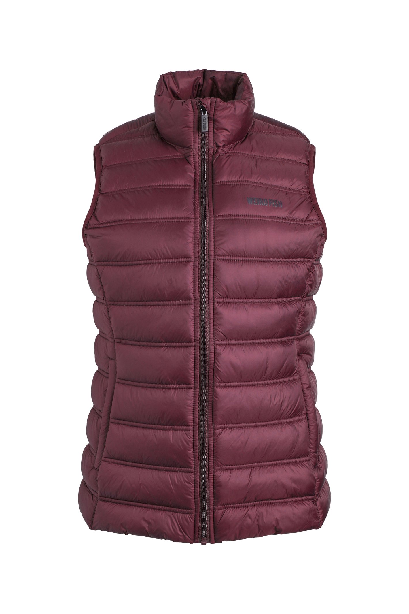 Weird Fish Atissa Lightweight Padded Gilet Aubergine Size