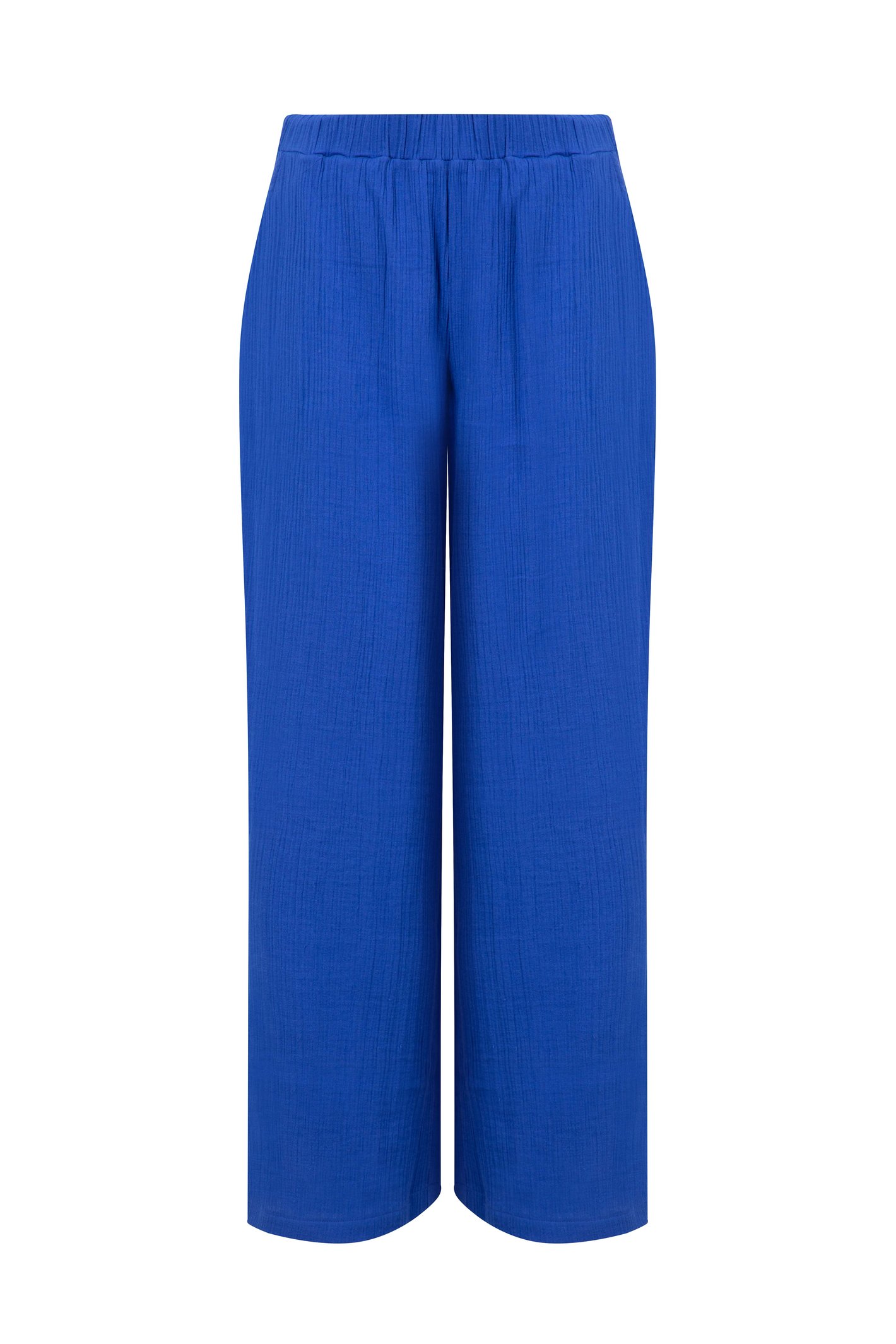 Weird Fish Zelaya Double Cloth Wide Leg Trousers Mazarine Blue Size