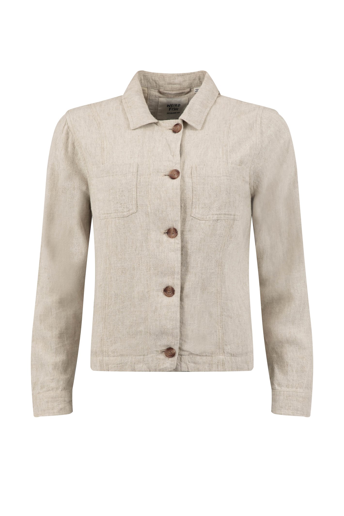 Weird Fish Karsten Relaxed Linen Jacket Natural Size