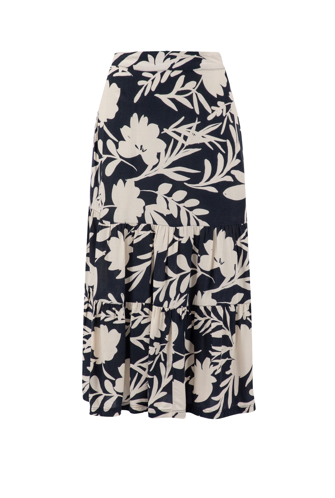 Weird Fish Cassis Printed Tiered Skirt Nightshade Size