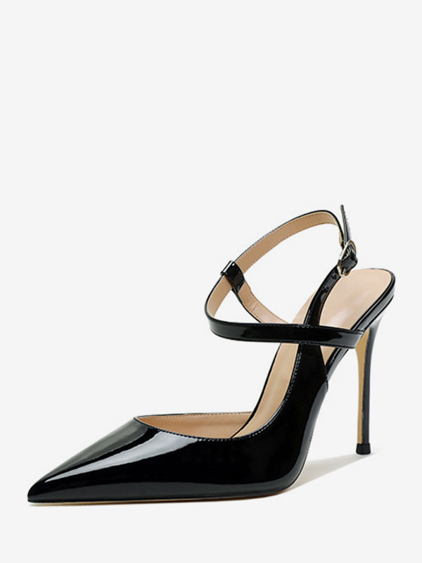 Women's High Heels Black Pointed Toe Sandals Stiletto Heel Slingback Pumps
