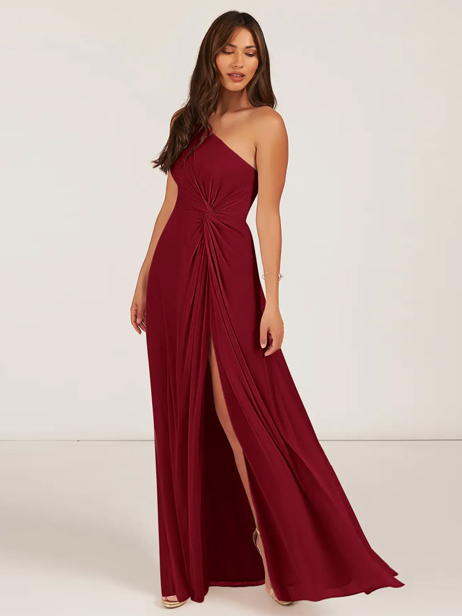 Bridesmaid Dresses Ball Gown Floor-Length Zipper Chiffon Wedding Party Dress