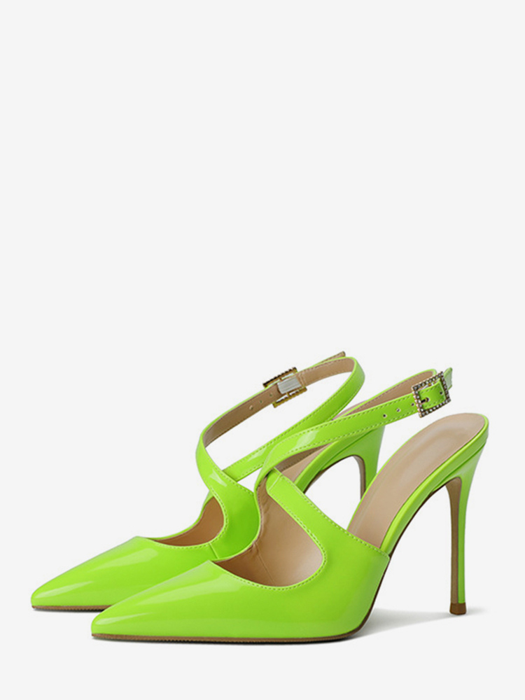 Women High Heels Pointed Toe Criss Corss Slingback Pumps