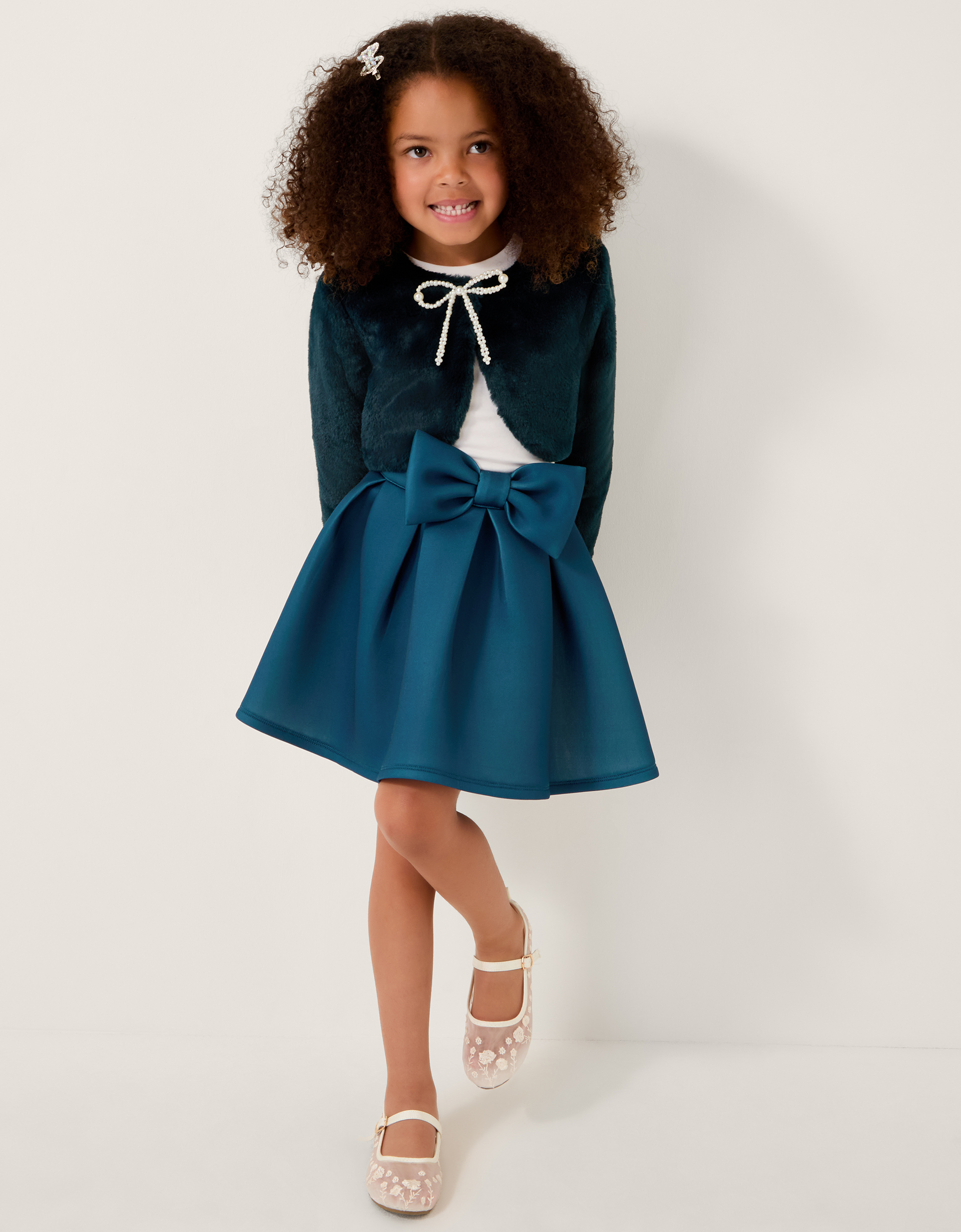 Bow Pleat Skirt Teal
