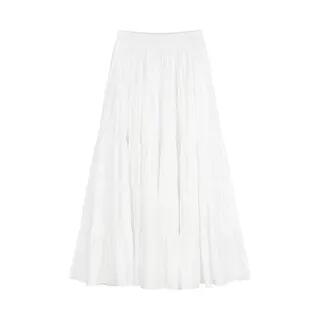 High Waist Plain Maxi A-Line Skirt White