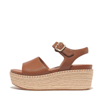 FitFlop ELOISE ESPADRILLE LEATHER BACK- STRAP WEDGE SANDA LS women's Wedge sandals in Brown