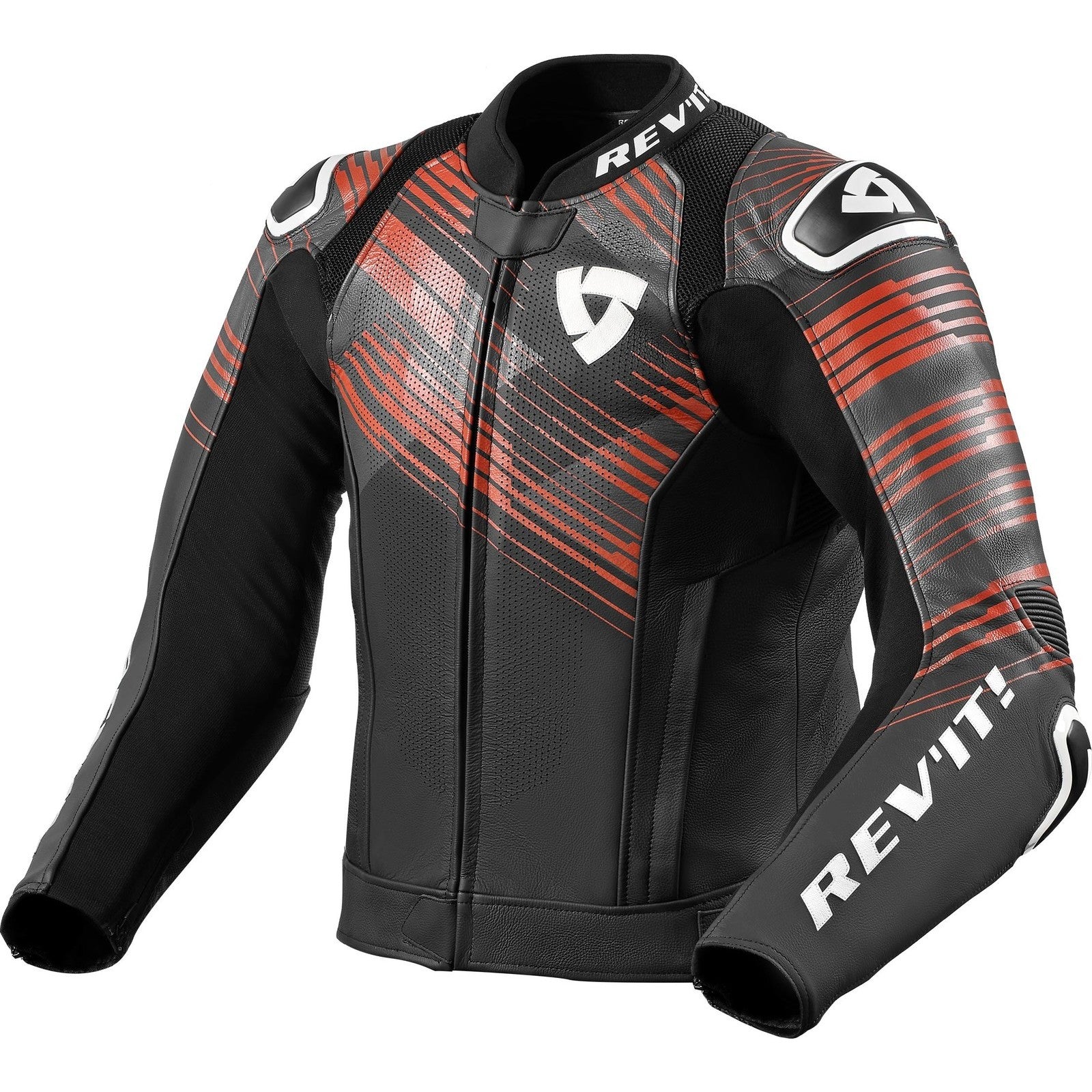 Rev It Apex Leather Jacket Black Neon Red