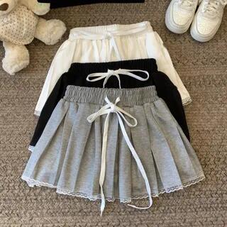Elastic Waist Plain Mini A-Line Skirt Black