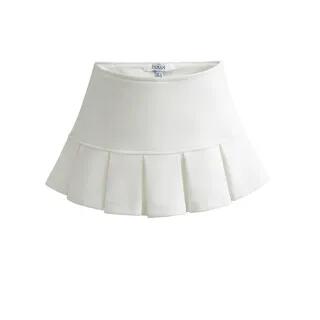 Low Rise Plain Pleated Mini A-Line Skirt White