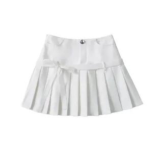 High Waist Plaid Mini Pleated Skirt Plain - White