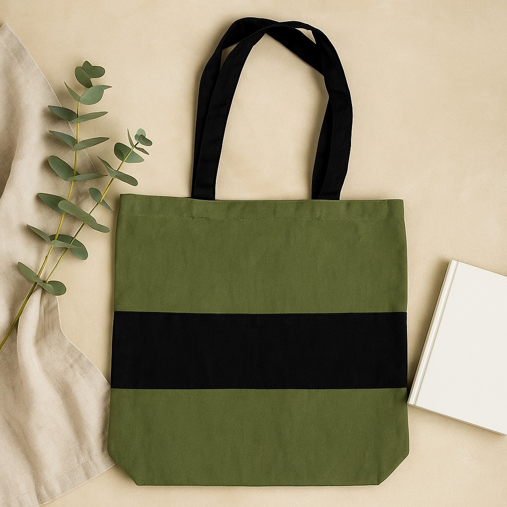 Cotton Tote Bag Two-Tone Green Black oz xx