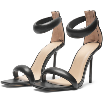 Truffle Collection Open Toe Ankle Strap Stiletto Heel Sandals women's Court Shoes in Black
