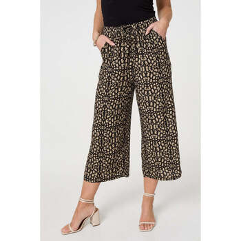 Izabel London Printed Drawstring Waist Crop Trousers women's Trousers in Black
