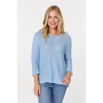 Izabel London Mesh Texture Sleeve Relaxed Top women's Sweater in Black