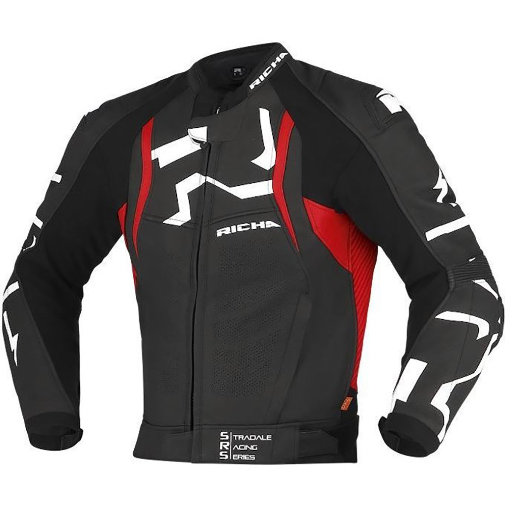 Richa Stradale Leather Motorcycle Jacket - Black Red - " |