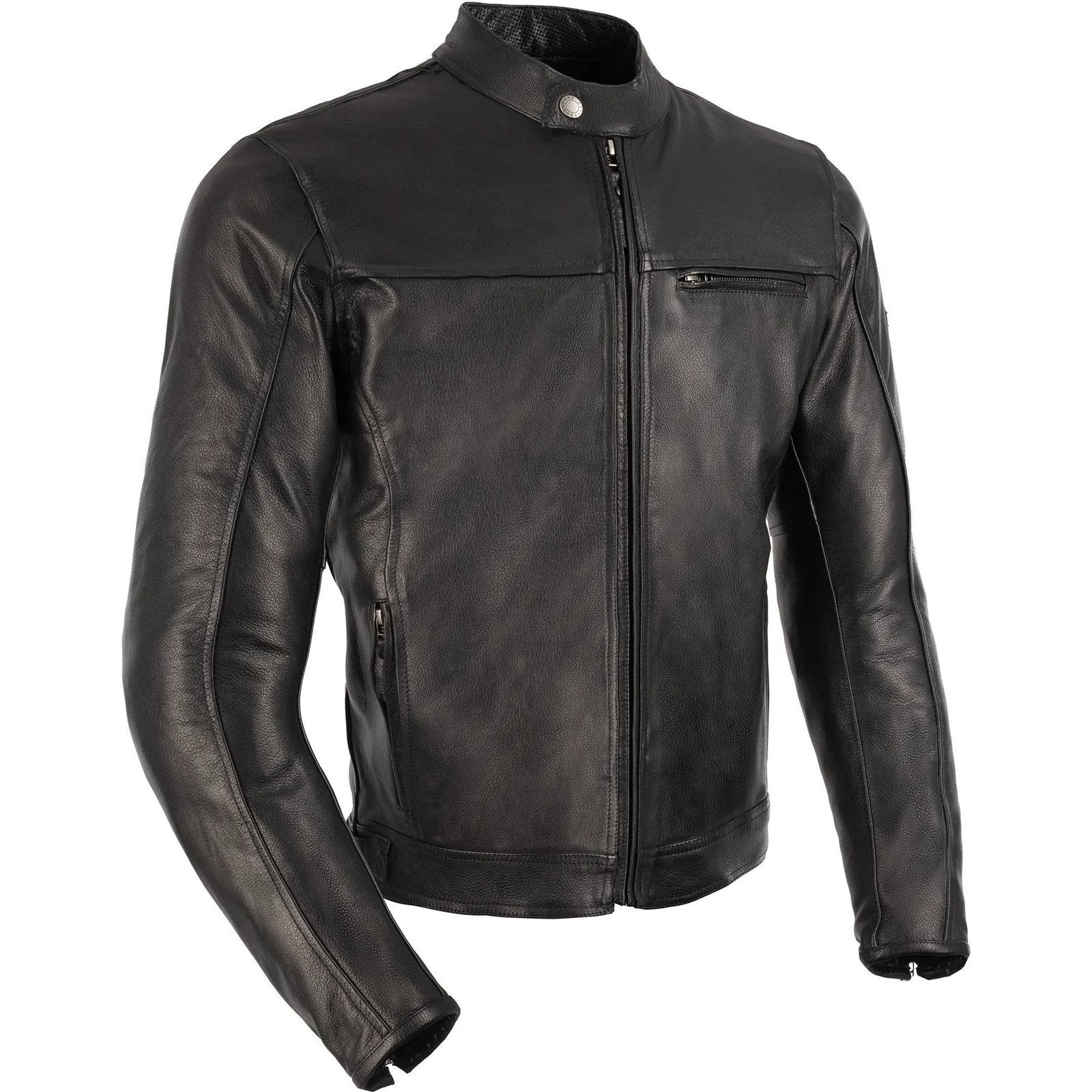 Oxford Walton . Leather Motorcycle Jacket - Black -