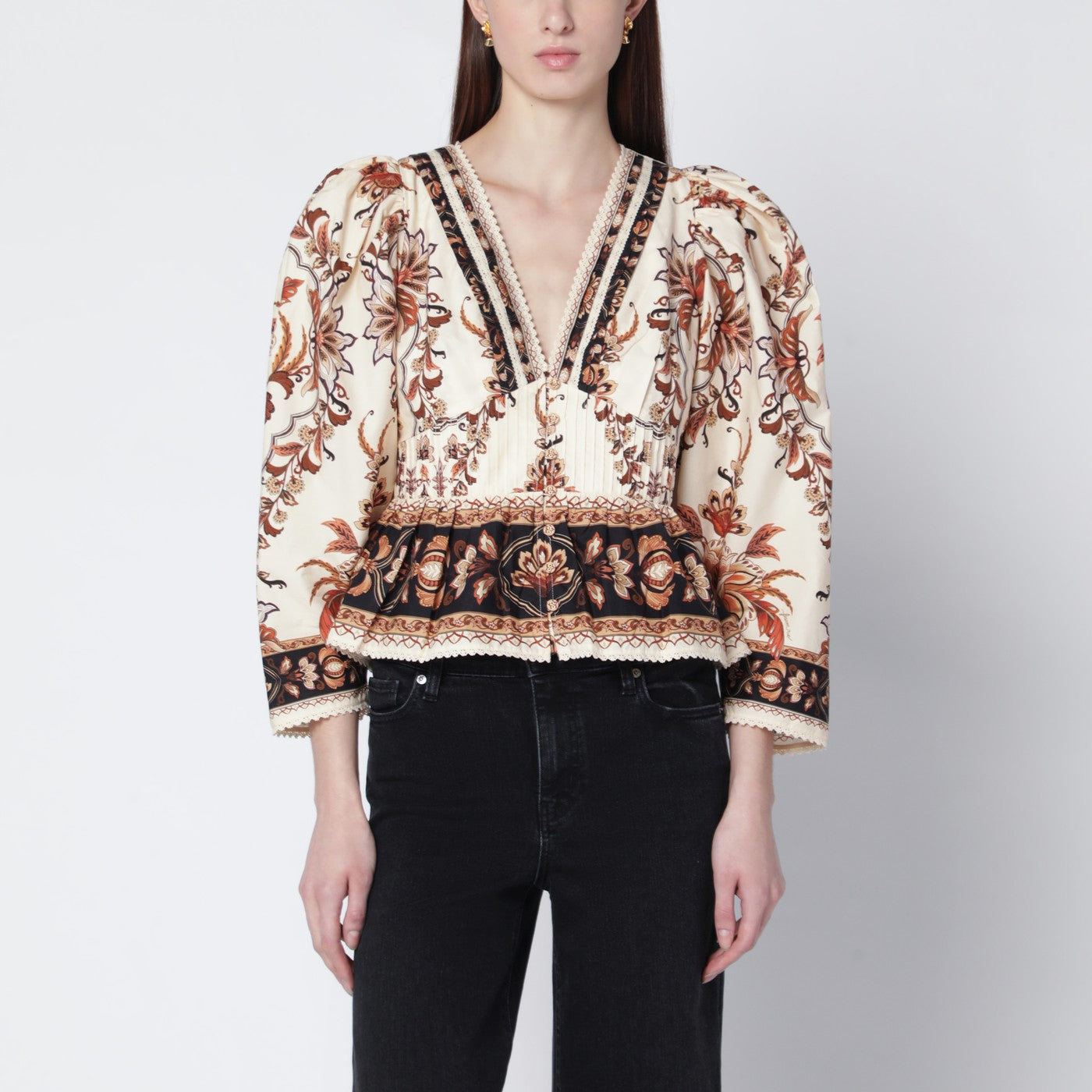 Sand "Majestic Garden Lace" blouse