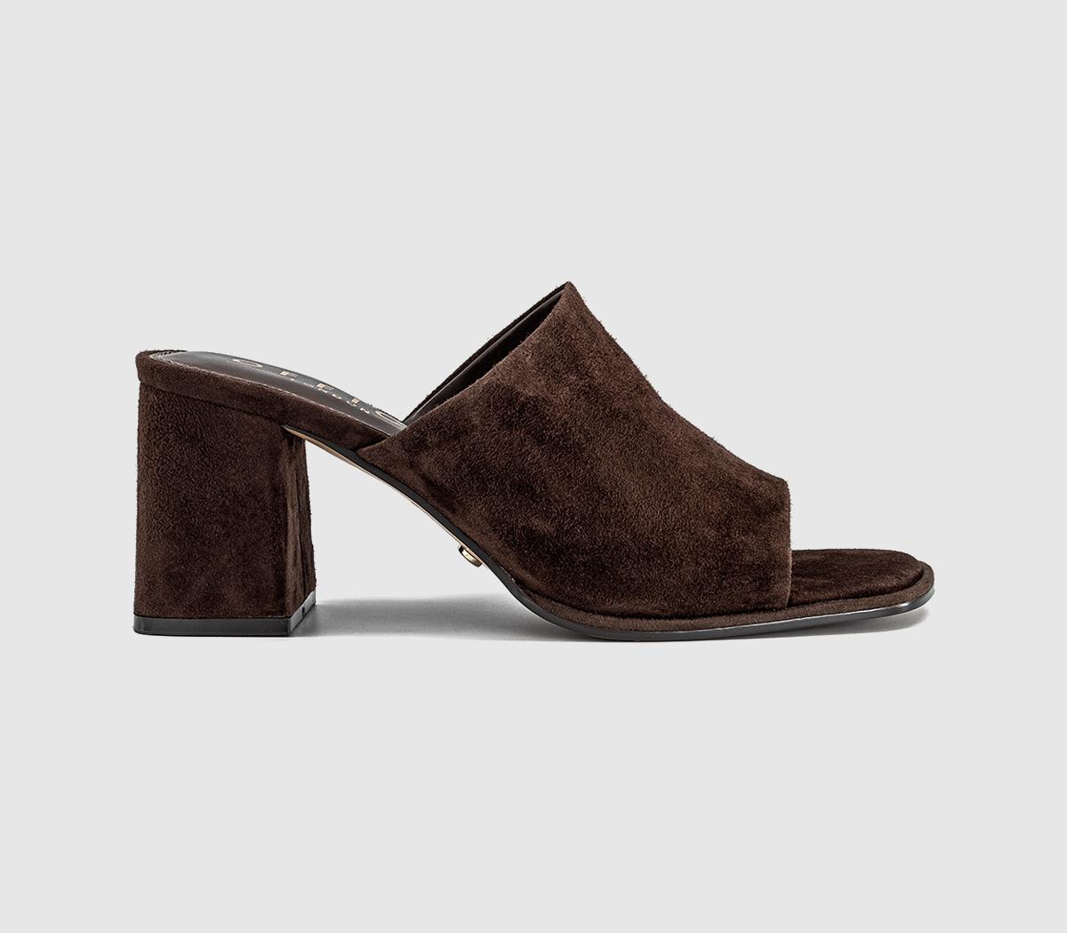 OFFICE Womens Monroe Block Heel Mules Brown Suede