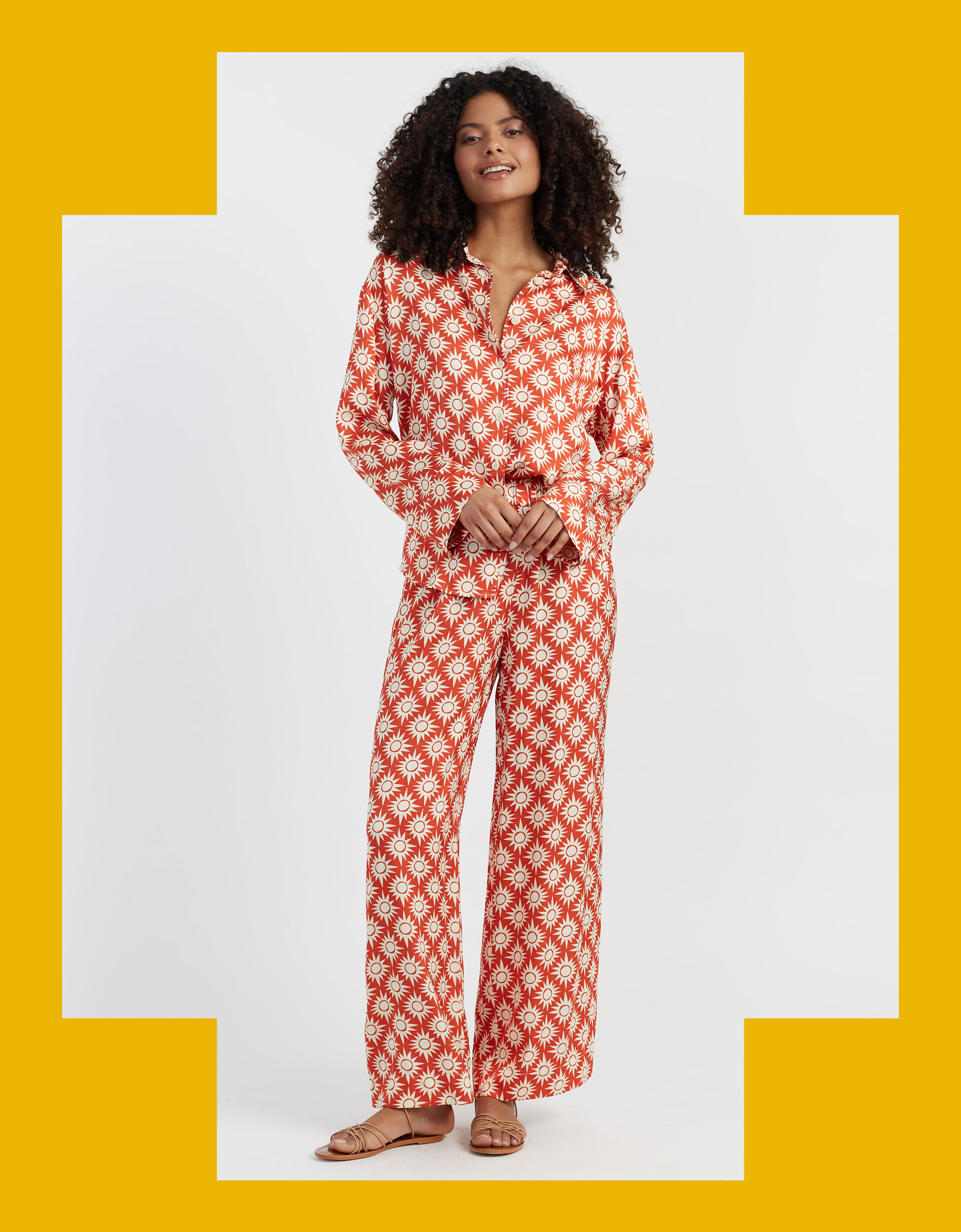 Chinti & Parker Sun Print Wide Leg Trousers
