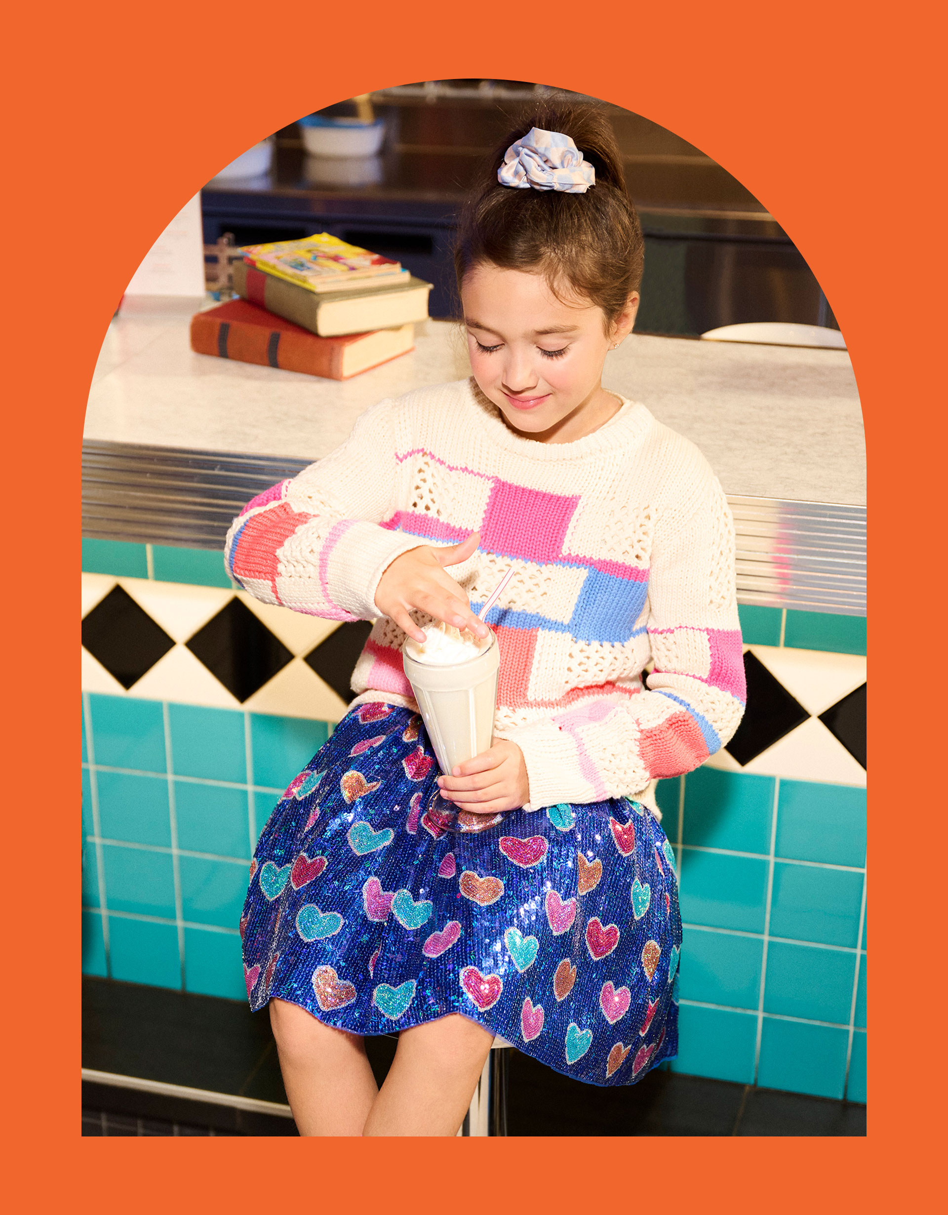 Hatley Bursted Hearts Sequin Skirt Blue