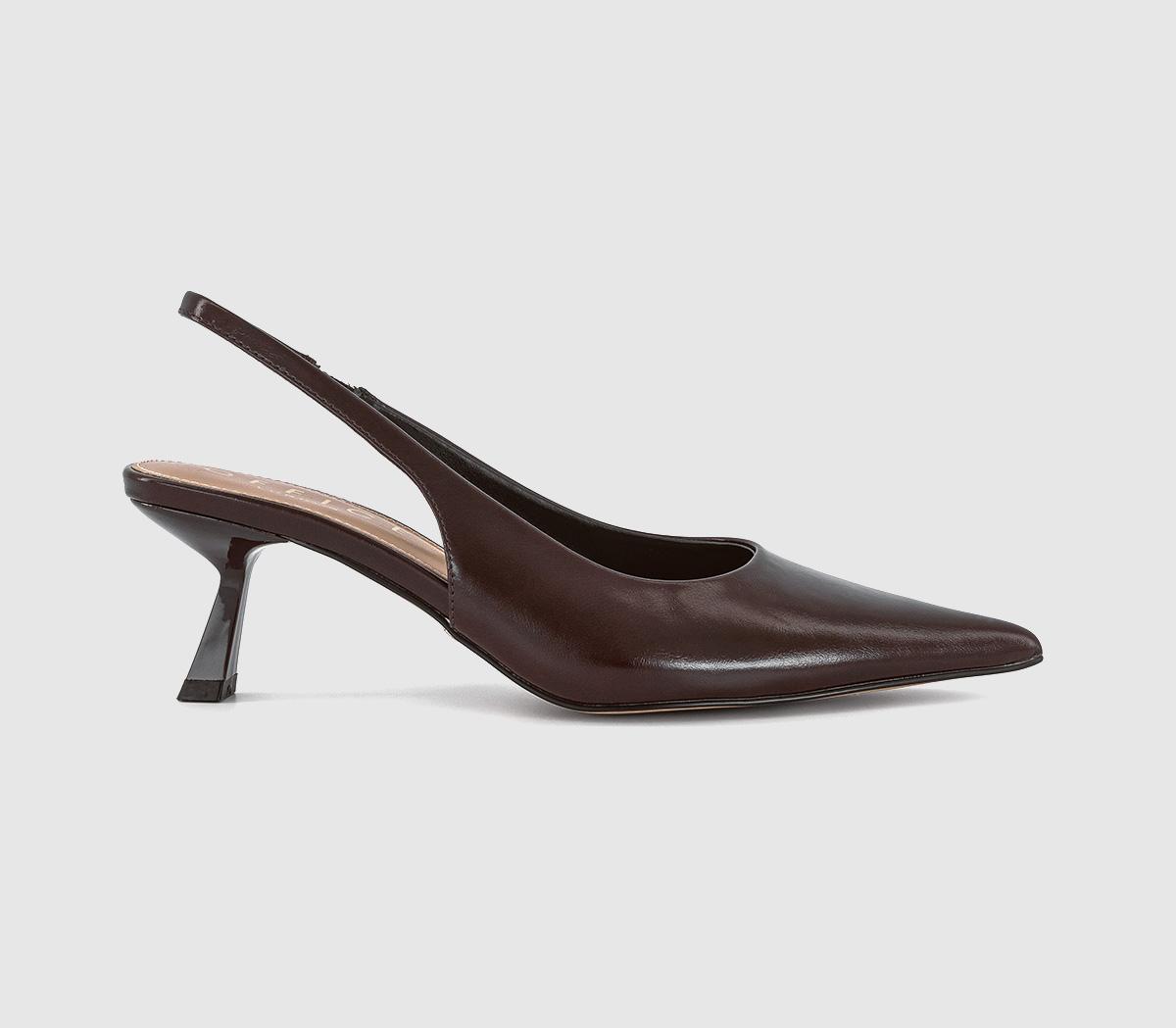 OFFICE Million Slingback Kitten Heels Chocolate Brown, Women's